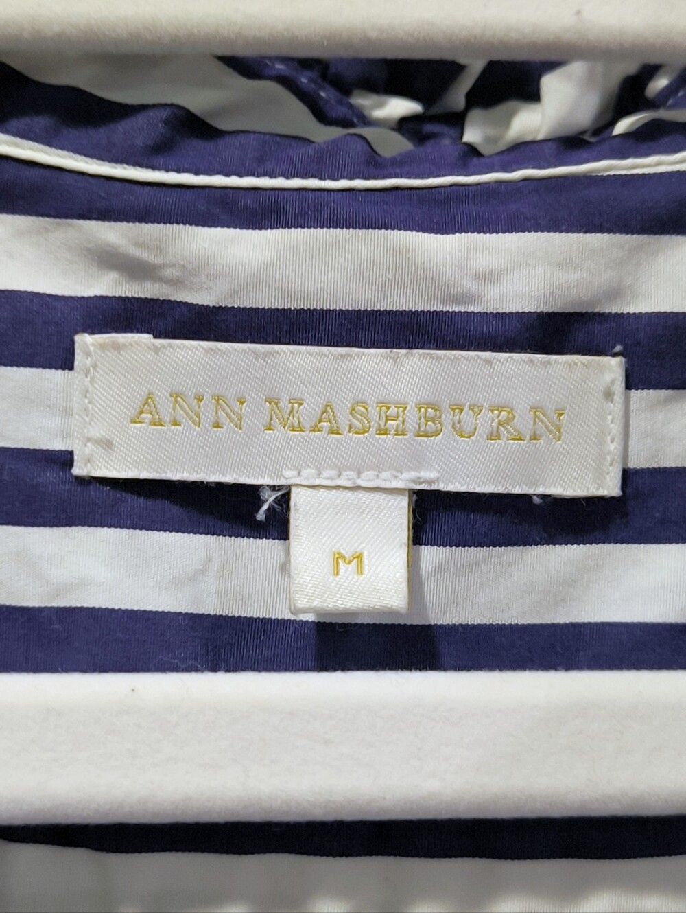 Ann Mashburn Elbow Sleeved Frill Dress in Navy Bengal Stripe - Picture 13 of 15